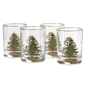 Spode Christmas Tree Double Old Fashioned Glasses Set of 4