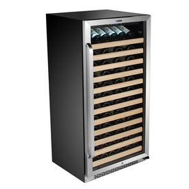 100-Bottle Built-in Stainless Steel Compressor Wine Refrigerator with Display Rack and LED display