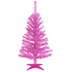 3' Pink Tinsel Tree with Plastic Stand - OPEN BOX