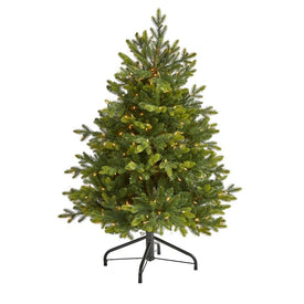 4' North Carolina Fir Artificial Christmas Tree with 250 Clear Lights and 1003 Bendable Branches