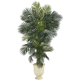 80" Golden Cane Artificial Palm Tree in Decorative Urn
