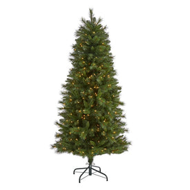6' Slim West Virginia Mountain Pine Artificial Christmas Tree with 300 Clear Lights and 629 Bendable Branches