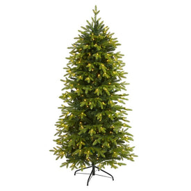 6' Belgium Fir Natural Look Artificial Christmas Tree with 300 Clear LED Lights
