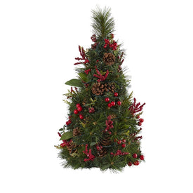 2' Mixed Berry and Pine Cone Artificial Christmas Tree with 35 Clear LED Lights
