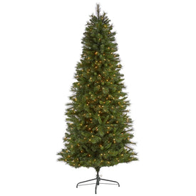 7.5' Slim West Virginia Mountain Pine Artificial Christmas Tree with 450 Clear Lights and 967 Bendable Branches