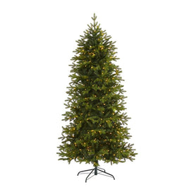 7' Belgium Fir Natural Look Artificial Christmas Tree with 500 Clear LED Lights