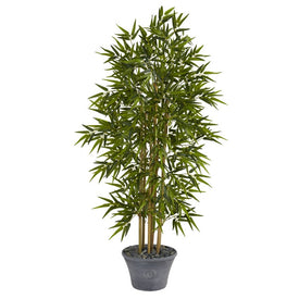 64" Bamboo Artificial Tree in Gray Planter