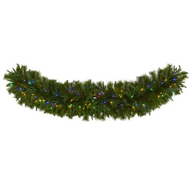 6' x 18" Christmas Pine Extra Wide Artificial Garland with 100 Multi-Colored LED Lights