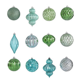 12-Count Holiday Lux Shatterproof 100mm Christmas Tree Ornament Set with Reusable Box