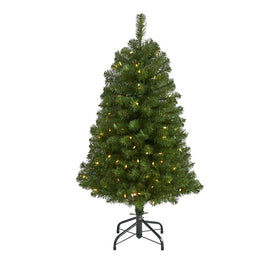 4' Virginia Fir Artificial Christmas Tree with 100 Clear Lights and 223 Bendable Branches