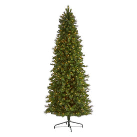 9' Slim West Virginia Mountain Pine Artificial Christmas Tree with 600 Clear Lights and 1359 Bendable Branches