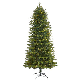 7.5' Belgium Fir Natural Look Artificial Christmas Tree with 550 Clear LED Lights