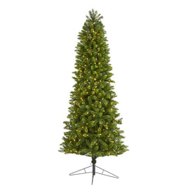 8' Slim Virginia Spruce Artificial Christmas Tree with 600 Warm White (Multifunction LED Lights with Instant Connect Technology and 1294 Bendable Branches