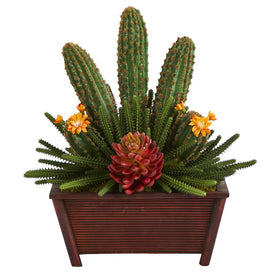 18" Mixed Cactus Succulent Artificial Plant in Planter