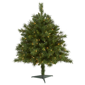 3' Wyoming Mixed Pine Artificial Christmas Tree with 150 Clear Lights and 270 Bendable Branches