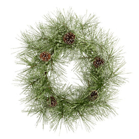 24" Iced Pine Artificial Wreath with Pine Cones