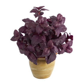 12" Basil Artificial Plant in Ceramic Planter