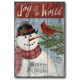 Cardinal Snowman 12" x 18" Gallery-wrapped Canvas Wall Art