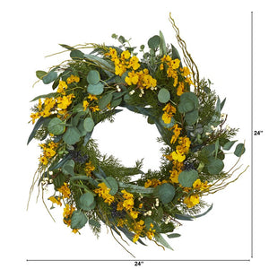 W1032-YL Decor/Faux Florals/Wreaths & Garlands