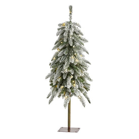 3.5' Flocked Washington Alpine Christmas Tree with 50 White Warm LED lights and 168 Bendable Branches