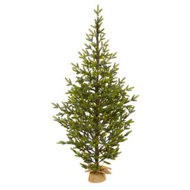 6' Fraser Fir Natural Look Artificial Christmas Tree with 250 Clear LED Lights, a Burlap Base and 1243 Bendable Branches