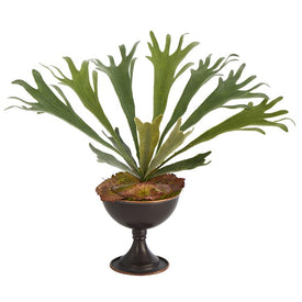 18" Staghorn Artificial Plant in Metal Chalice