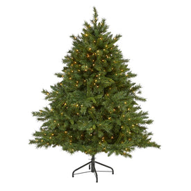 6' Wyoming Mixed Pine Artificial Christmas Tree with 450 Clear Lights and 1090 Bendable Branches