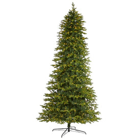 10' Belgium Fir Natural Look Artificial Christmas Tree with 1050 Clear LED Lights
