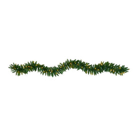 9' Christmas Pine Artificial Garland with 50 Warm White LEDs Lights