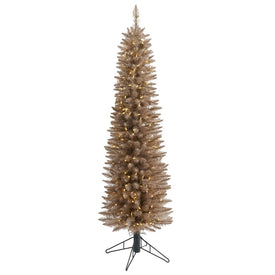 5' Champagne Pencil Artificial Christmas Tree with 250 (multifunction Clear LED Lights and 438 Bendable Branches