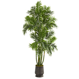 70" Areca Palm Artificial Tree in Ribbed Metal Planter