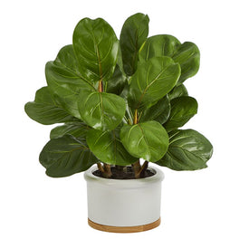 15" Fiddle Leaf Artificial Tree in White Planter