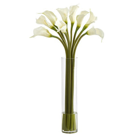 27" Calla Lily Artificial Arrangement in Cylinder Vase