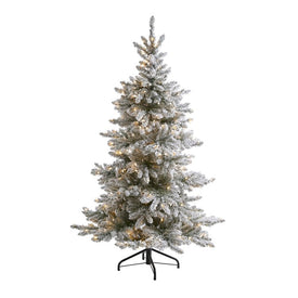 6' Flocked West Virginia Spruce Artificial Christmas Tree with 300 Clear Lights and 850 Bendable Branches