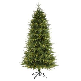 6.5' Vancouver Fir Natural Look Artificial Christmas Tree with 400 Clear LED Lights and 2158 Bendable Branches