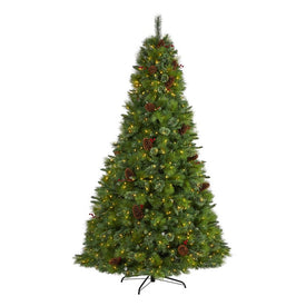 8' Montana Mixed Pine Artificial Christmas Tree with Pine Cones, Berries and 700 Clear LED Lights
