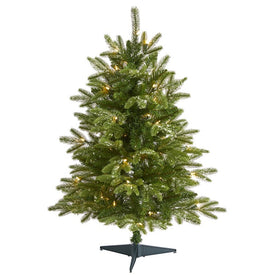 3' Snowed Grand Teton Fir Artificial Christmas Tree with 50 Clear Lights and 111 Bendable Branches