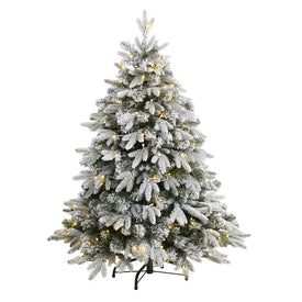 4' Flocked Full Bodied Swedish Spruce Artificial Christmas Tree with 170 Clear LED Lights and 418 Bendable Branches