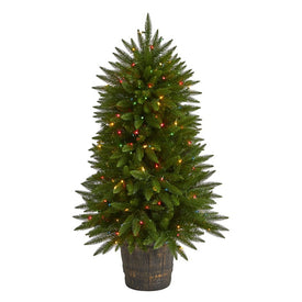 5' Sierra Fir Artificial Christmas Tree with 200 Multi-Colored Lights and 428 Bendable Branches in Decorative Container