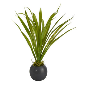 15" Grass Artificial Plant in Decorative Planter