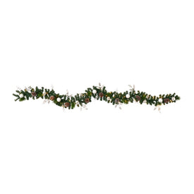 9' Ornament and Pinecone Artificial Christmas Garland with 50 Clear LED Lights