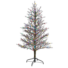 5' Frosted Berry Twig Artificial Christmas Tree with 200 Multi-Colored Gum Ball LED Lights and 386 Bendable Branches