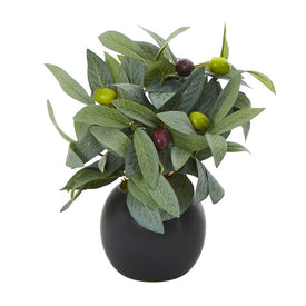 9" Olive Artificial Plant in Decorative Planter