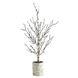 24" Snowed Twig Artificial Tree in Decorative Planter
