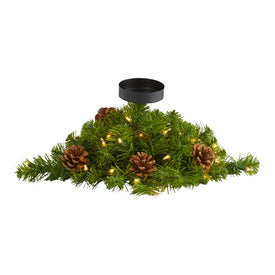 16" Christmas Pine Candelabrum with 35 Lights and Pine Cones