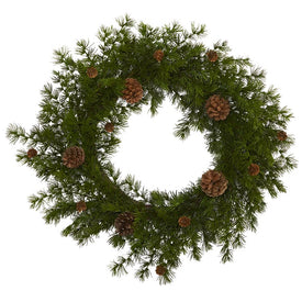 18" Alpine Pine and Pine Cone Artificial Wreath