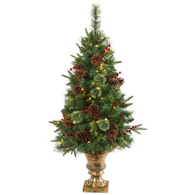 4' Pine, Pinecone and Berries Artificial Christmas Tree in Decorative Urn