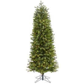 6.5' Slim Colorado Mountain Spruce Artificial Christmas Tree with 450 (Multifunction with Remote Control Warm White Micro LED Lights with Instant Connect Technology and 918 Bendable Branches