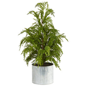 20" Cedar Pine Natural Look Artificial Tree in Decorative Planter