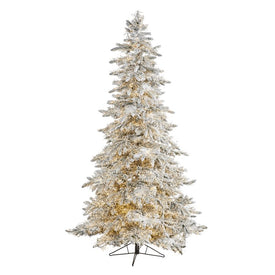 7.5' Flocked Grand Northern Rocky Fir Artificial Christmas Tree with 6672 Warm Cluster (Multifunction LED Lights and 1071 Bendable Branches